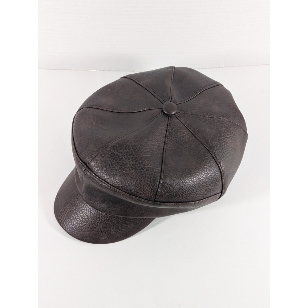 Free People Carrie Women Faux Leather Baker Boy Hat Brown Newsboy Cap 0092972991